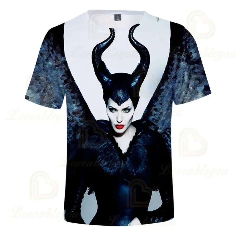 111 www Dis Movie Maleficent عشيقة الشر المطبوعة الأطفال تي شيرت الاطفال الصيف س الرقبة تيز الفتيان/الفتيات لينة القمم ملابس الطفل #6