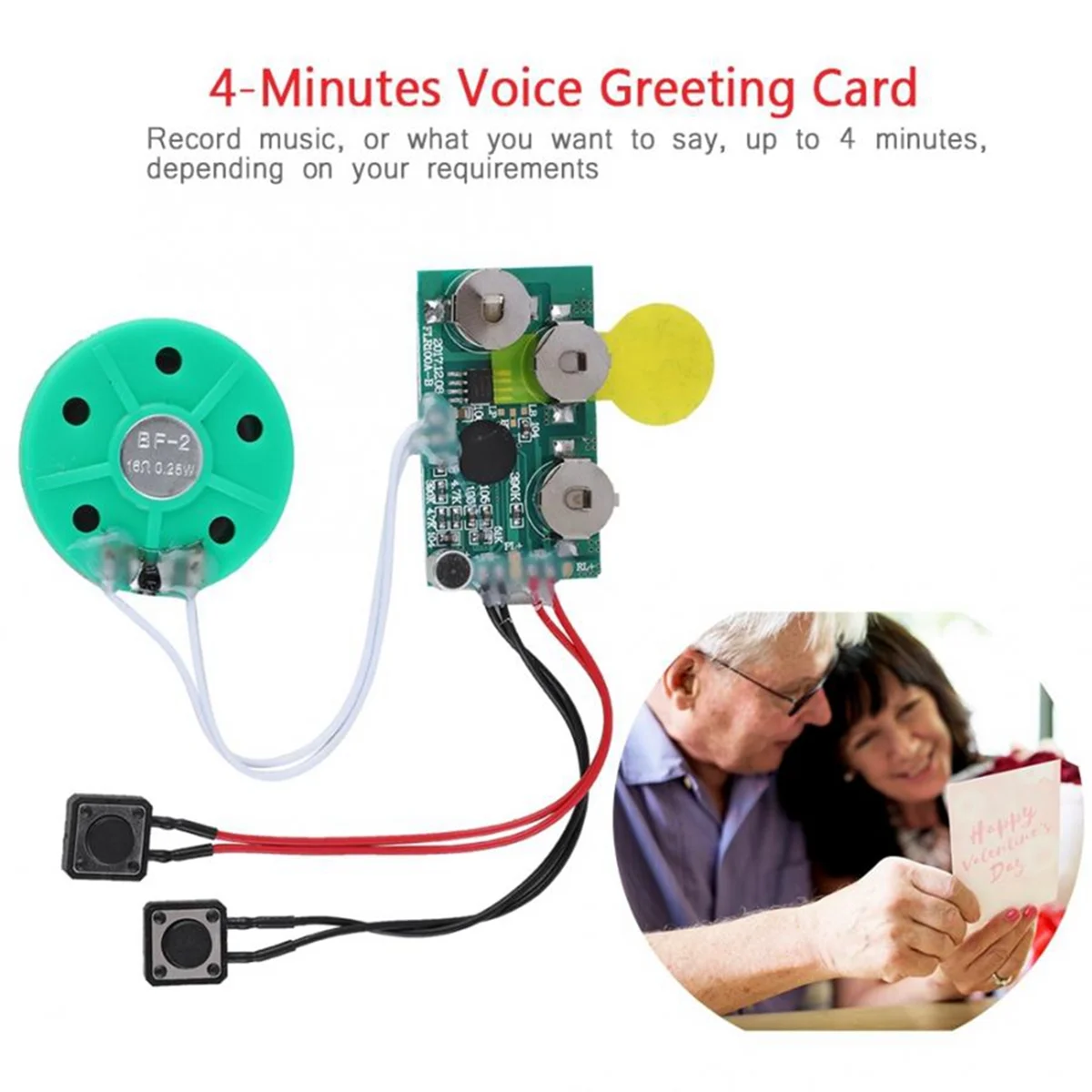 ABUODIY – carte de Module vocal, enregistrement de 4 Minutes, lecture, puce sonore vocale, carte de vœux vocale pour remplacement de bagages de vacances