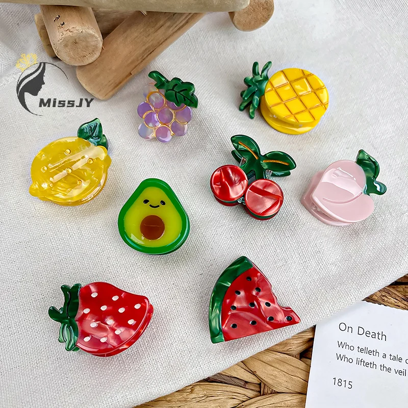 Korea Acrylic Fruits Vegetables Strawberry Watermelon Avocado Hair Clips Claws Shark Clip Hair Grab Headdress For Women Girls