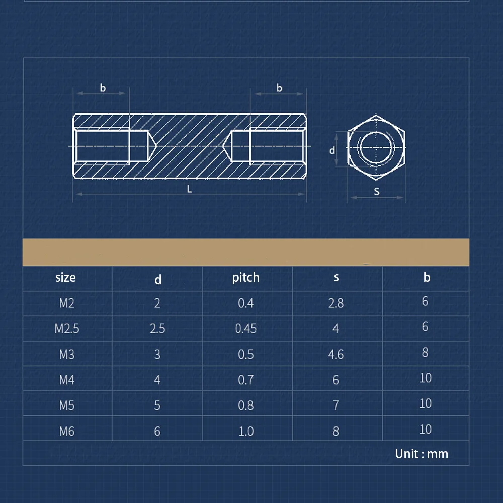 Double Pass Hex Brass Standoff Board Pillar M2 M2.5 M3 Hexagonal Pcb Motherboard Spacer Thread Pillars Hex Standoff Spacer