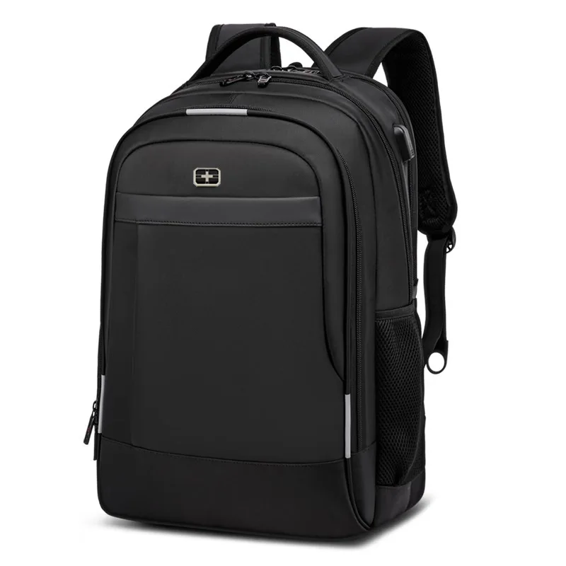 

Швейцарский мужской рюкзак, большая вместительная деловая сумка для ноутбука, водостойкая нейлоновая сумка с автоматическим замком, зарядка через USB, студенческая дорожная эргономичная сумка