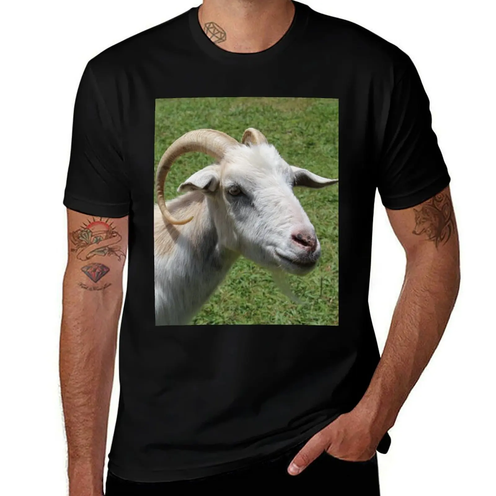 Goat farm - Funny goat - white goat T-Shirt Soft Casual Short Sleeve Cotton Tee T-Shirt