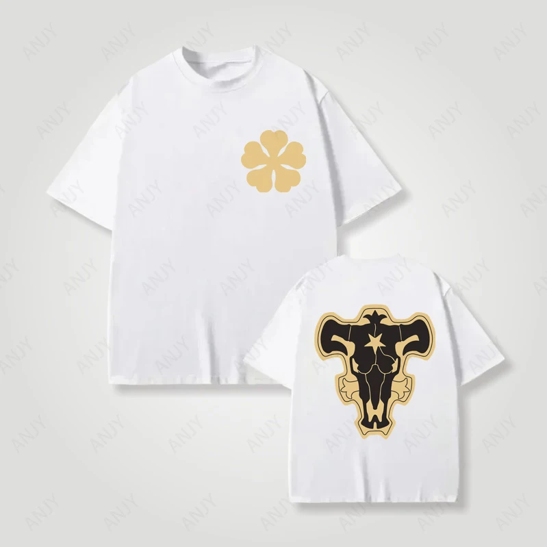Asta's Black Clover Black Raging Bull Logo Printed T-shirt Anime Peripheral Summer Versatile Top