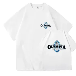 Summer 2024 OLYMPIA Men Gym Cotton Short Sleeve T Shirt Men Causal O-neck T-shirt Male High Quality Oversized Tees Tops Clothing