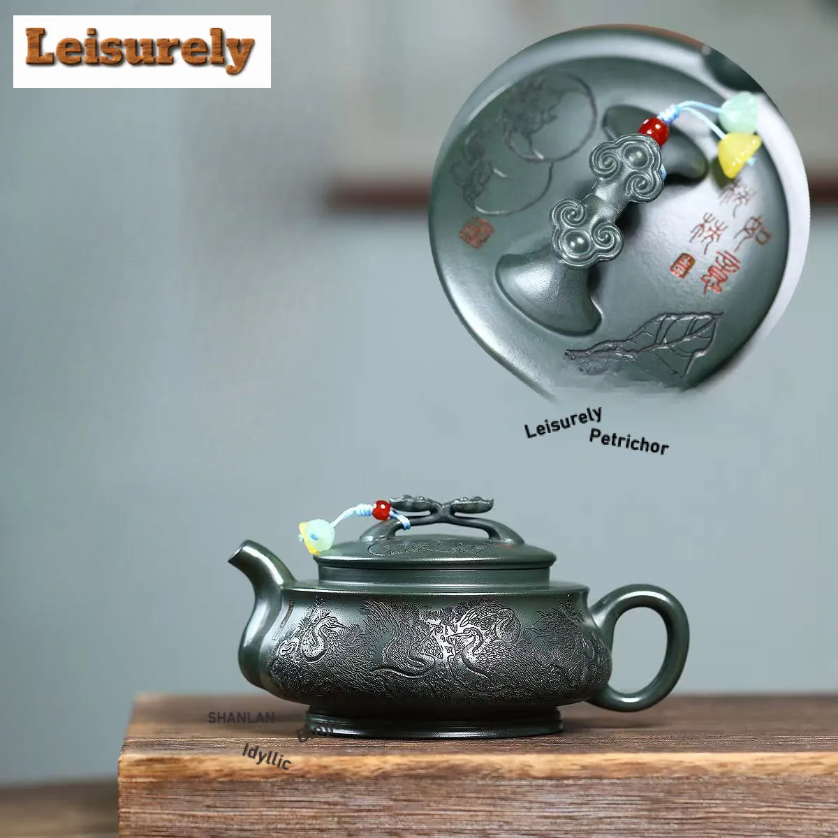 

320 мл Исин Фиолетовые Глиняные Чайники Ручной Работы Ruyi Pine Crane Горшок Сырой Руд Черновато Зеленая Грязь Чайник С Фильтром Чайный Набор Чайный Набор Цзыша Подарок