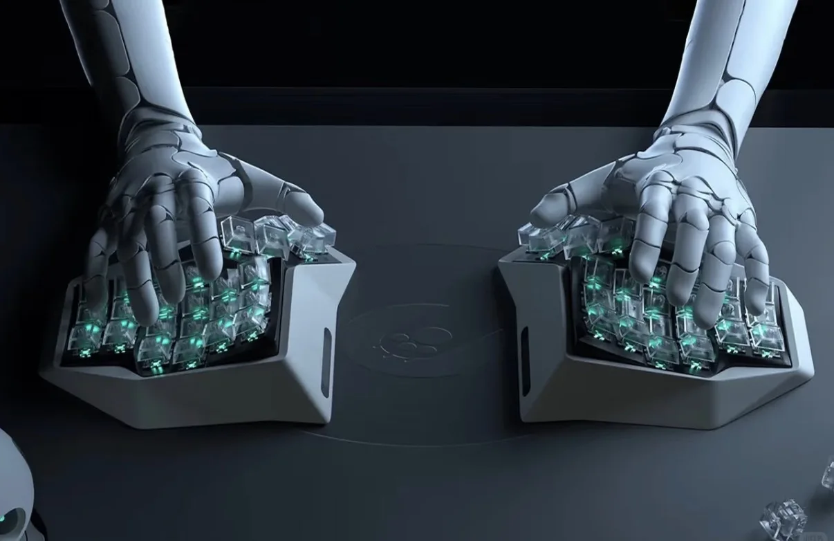 AM HATSU Split Ergonomic Keyboard Wireless Charging 3D Curved Metal Body Angry Miao Custom Mechanical Keyboard