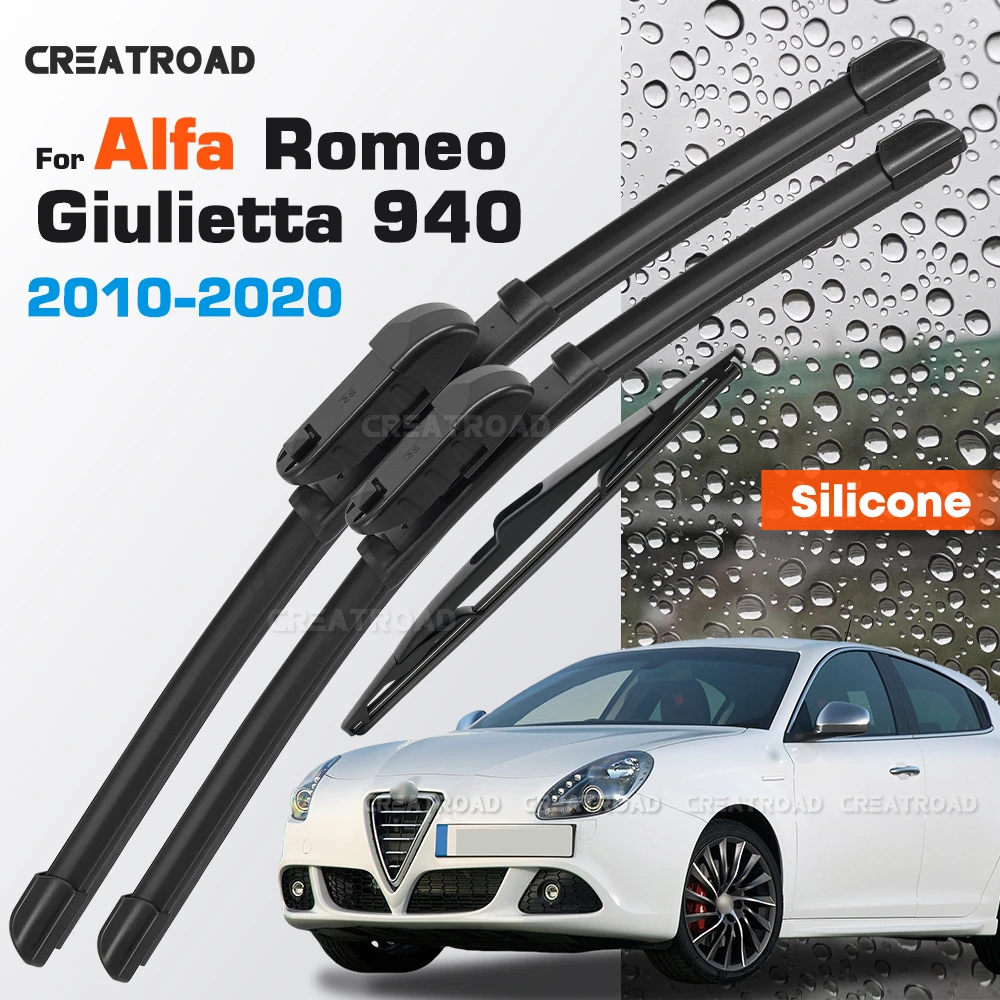 Silicone Wiper Blades Fit For Alfa Romeo Giulietta 940 2010-2020 Coated Silent HD Wear-Resistant Windshield Wipers 24