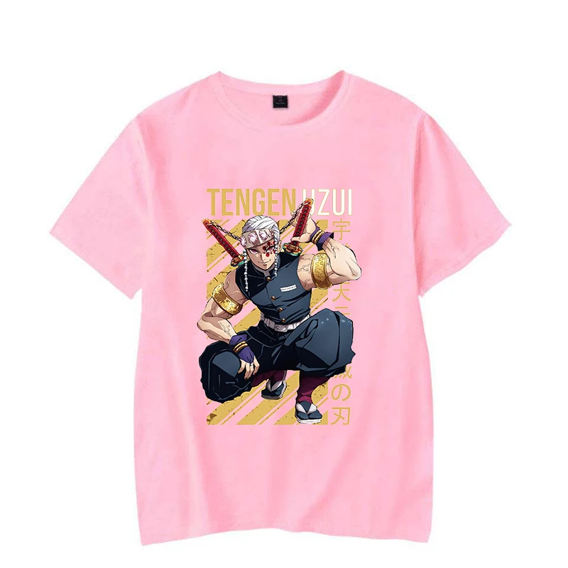 Camiseta Unisex de manga corta con estampado de Anime Uzui Tengen, Tops informales de moda para hombre y mujer, novedad de verano