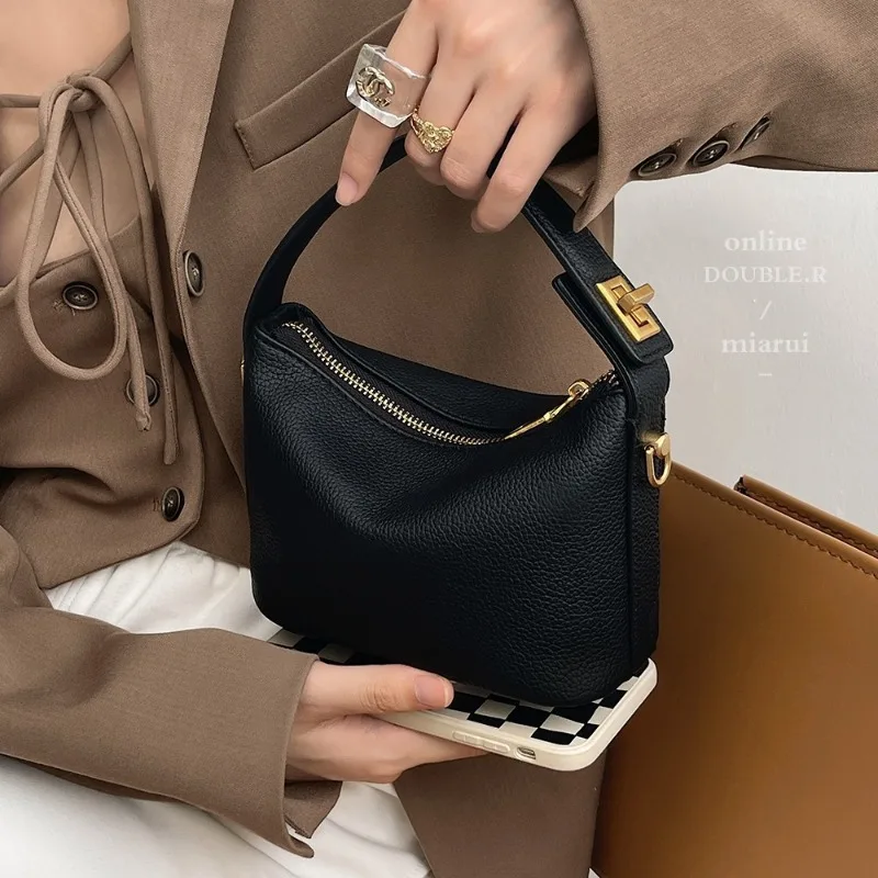 Women Mini Purses Lightweight PU Vegan Leather Crossbody Bags Chic Style Top Handle Handbags Underarm Bag All-Match Shoulder Bag