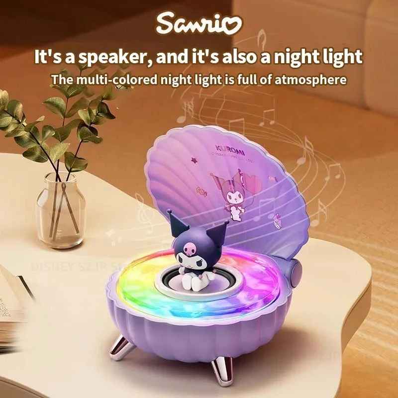 Sanrio K39 Kuromi Bluetooth Speakers Kawaii Cinnamoroll Shell Series Wireless Portable Night Light Speakers Anime Girl Gifts