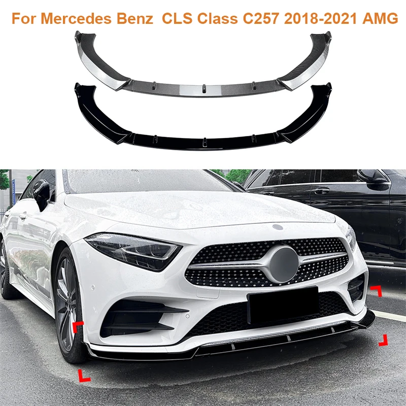 

Glossy black Front Bumper Spoiler Lip Lower Splitter Spoiler Diffuser Deflector 2018 - 2021 For Mercedes Benz CLS Class C257 AMG
