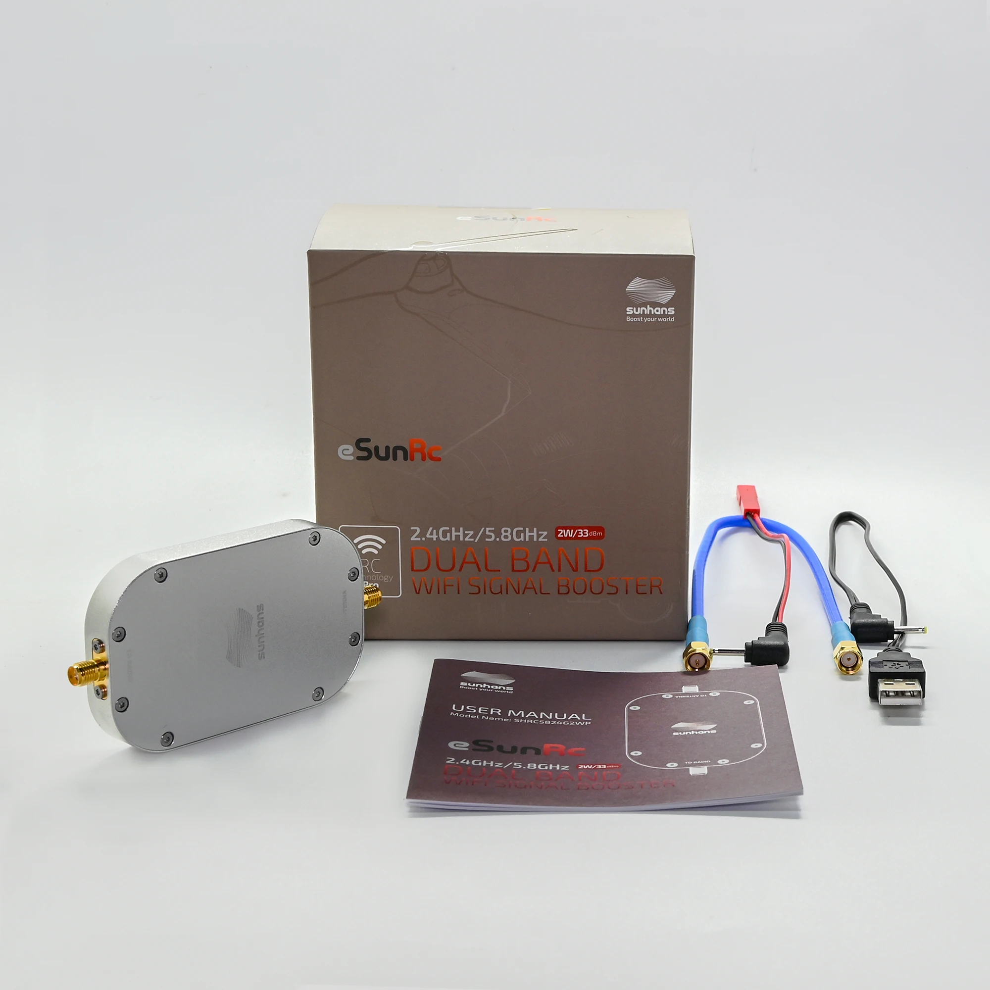 Sunhans eSunRC 2.4GHz & 5.8GHz Dual Band WiFi Signal Booster 2000mW 33dBm Wireless Signal Extender Amplifier For RC DJI Drone