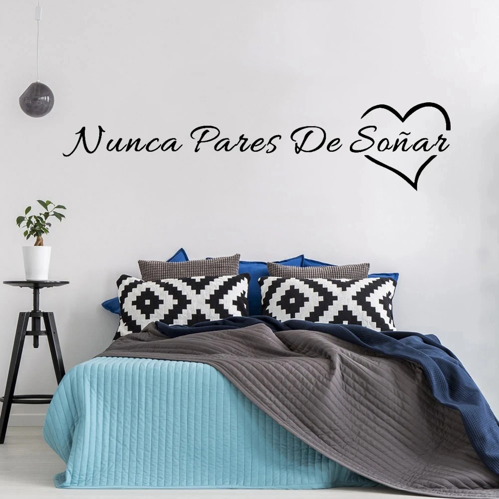 1 pc hot sale Spanish Never stop Dreams phrases Wall Sticker Self Adhesive Vinyl Waterproof Wall Art Decal Living Room Bedroom