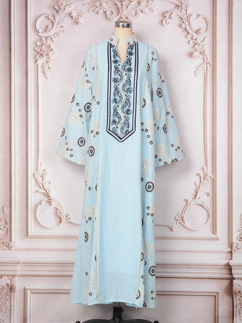 

Zahraa Ramadan Robe Sequins Dresses For Women 2026 Elegant Long Sleeve Embroidery Evening Party Dubai Abaya Muslim Casual Dress