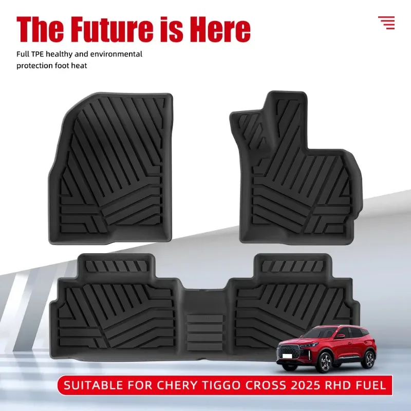 Premium waterproof non-slip TPE Car Floor Mats for Chery Tiggo Cross 2025 Rhd Fuel，All Weather Dustproof Black Luxury Interior