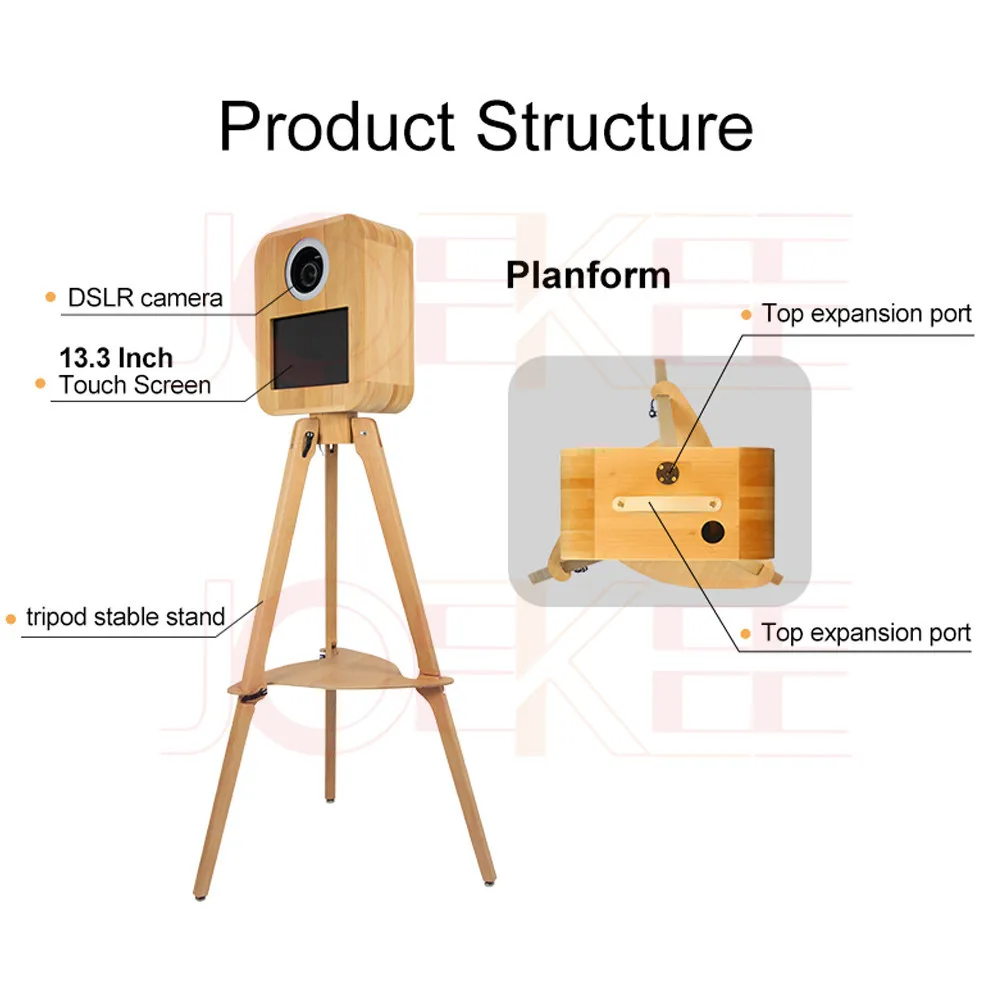 Portable Mirror Photo Booth 13.3 inch Touch Screen DSLR Photo Booth Wooden Machine With Flight Case for Weddings Parties Events