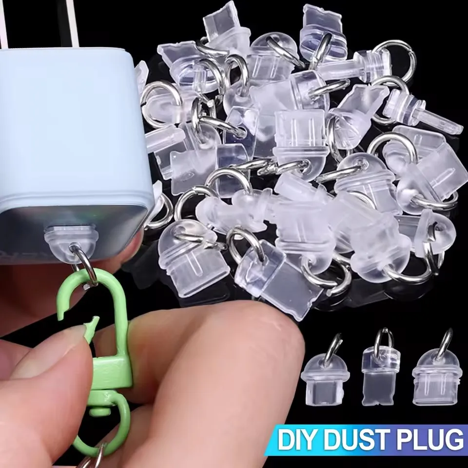 

DIY Dust Plug Transparent Anti Dust Protector Caps Charge Port Dustplugs For IOS/Micro USB/Type C Port Protection Stopper