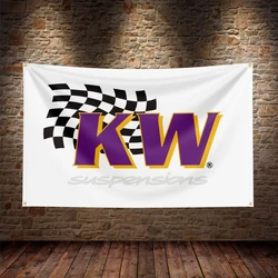 Bandera de suspensión de poliéster, cartel con logotipo impreso Digital para decoración de coche, Club, KW, 3x5 pies