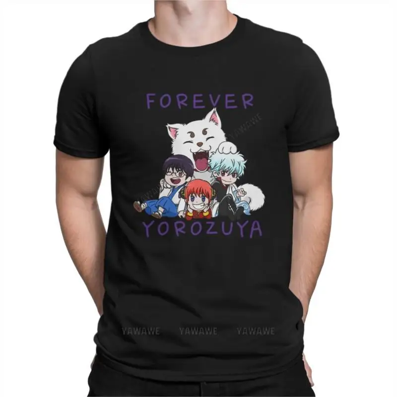 Men Forever Yorozuya T Shirts Gintama Kagura Anime Cotton Tops Casual Short Sleeve Crew Neck Tees Summer T-Shirts