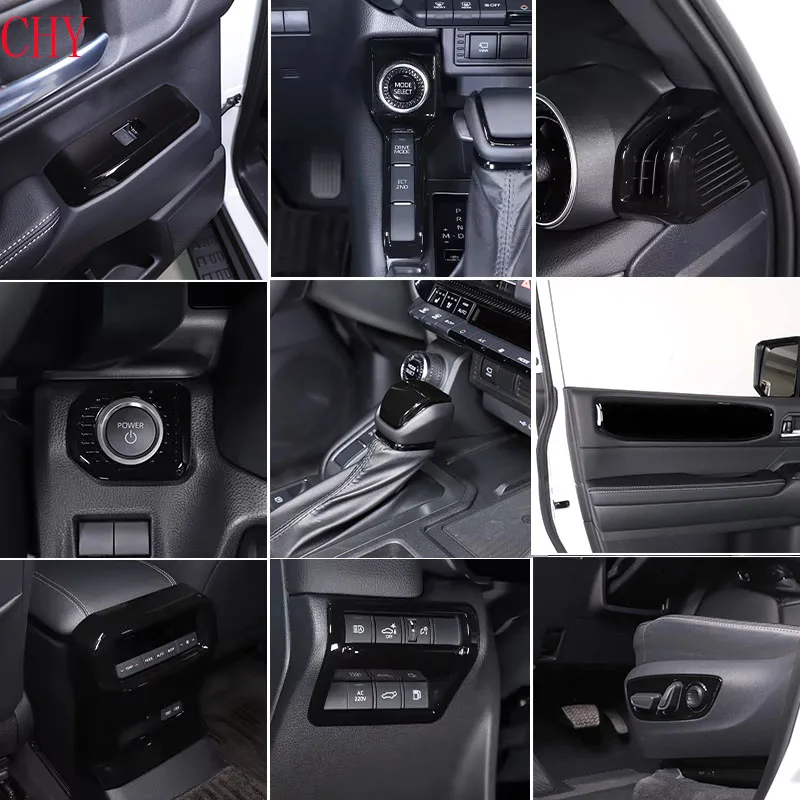 ABS Glossy Black For Toyota Land Cruiser Prado 250 LC250 2024+ Car dashboard center console gear panel decorative sticker  kit