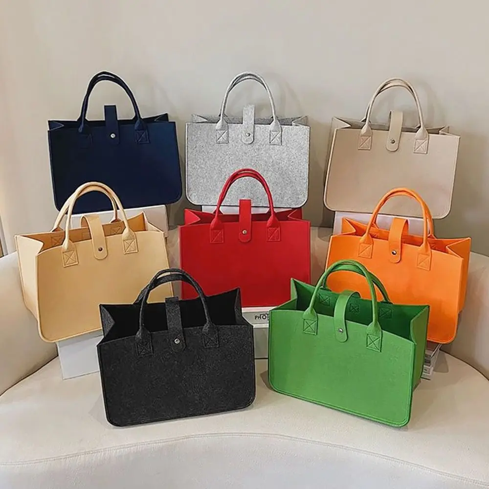 

New Women Bag Felt Cloth HandBag Female Large Capacity Totes Ladies Solid Color Travel Shopping Bags Purses
