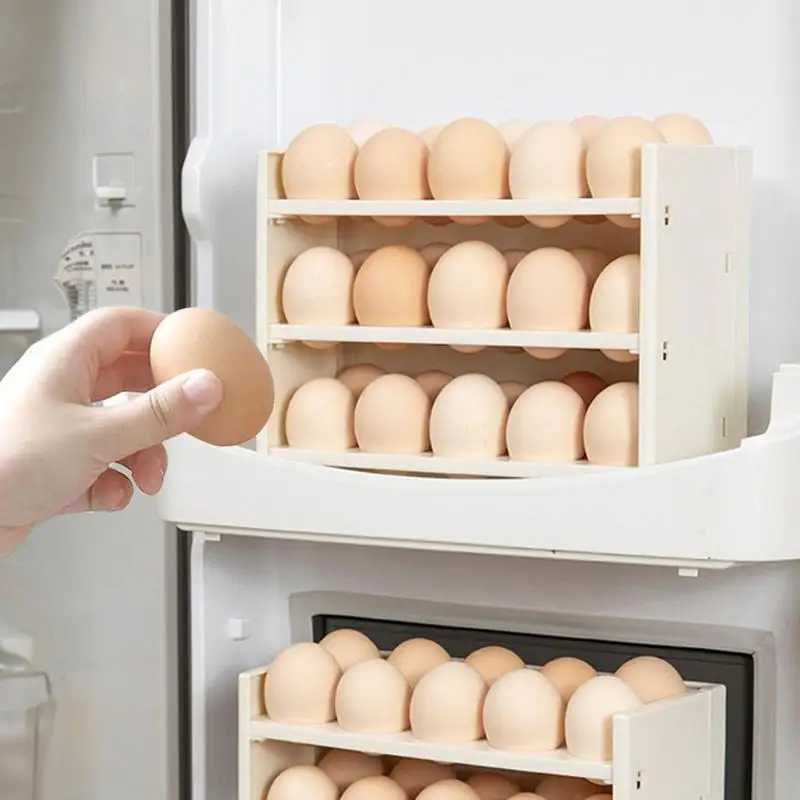 Egg Holder For Fridge 3-Tier Refrigerator Egg Holder Fridge Egg Organizer Foldable Egg Refrigerator Organizer Refrigerator Egg