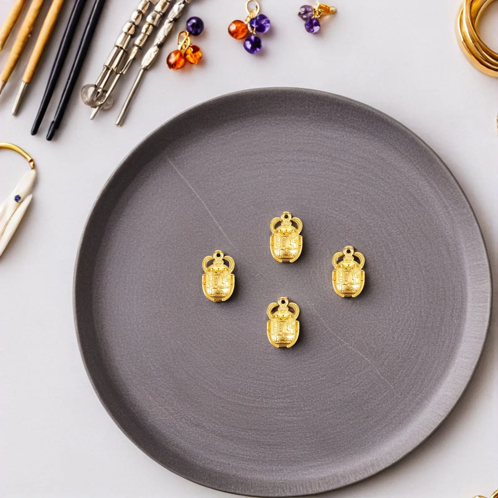 35Pcs Egyptian Scarab Charms Metal Pendant Vintage Jewelry Making Accessories for DIY Scarab Bracelets Necklaces