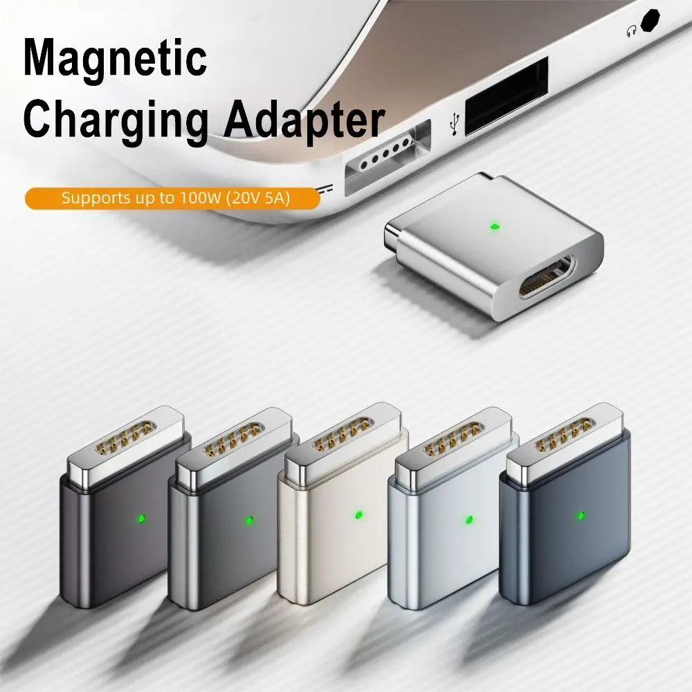 PD 100W USB Type-C to Safe 2 Converter Quick Charge Aluminum Alloy Magnetic Charging Adapter for MacBook Pro 15 inch