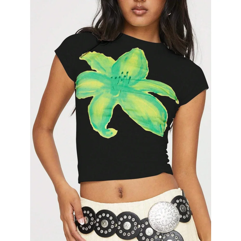 

Дизайн серии Y2K в европейском и американском уличном стиле, модная летняя новинка, повседневная футболка для города, короткая нишевая футболка в стиле ins.