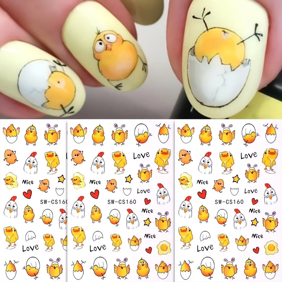 Niedliche Osterhasen- und Eierschalen-Nagelkunst-Aufkleber – Frühlings-/Party-/Alltags-DIY-Sticker