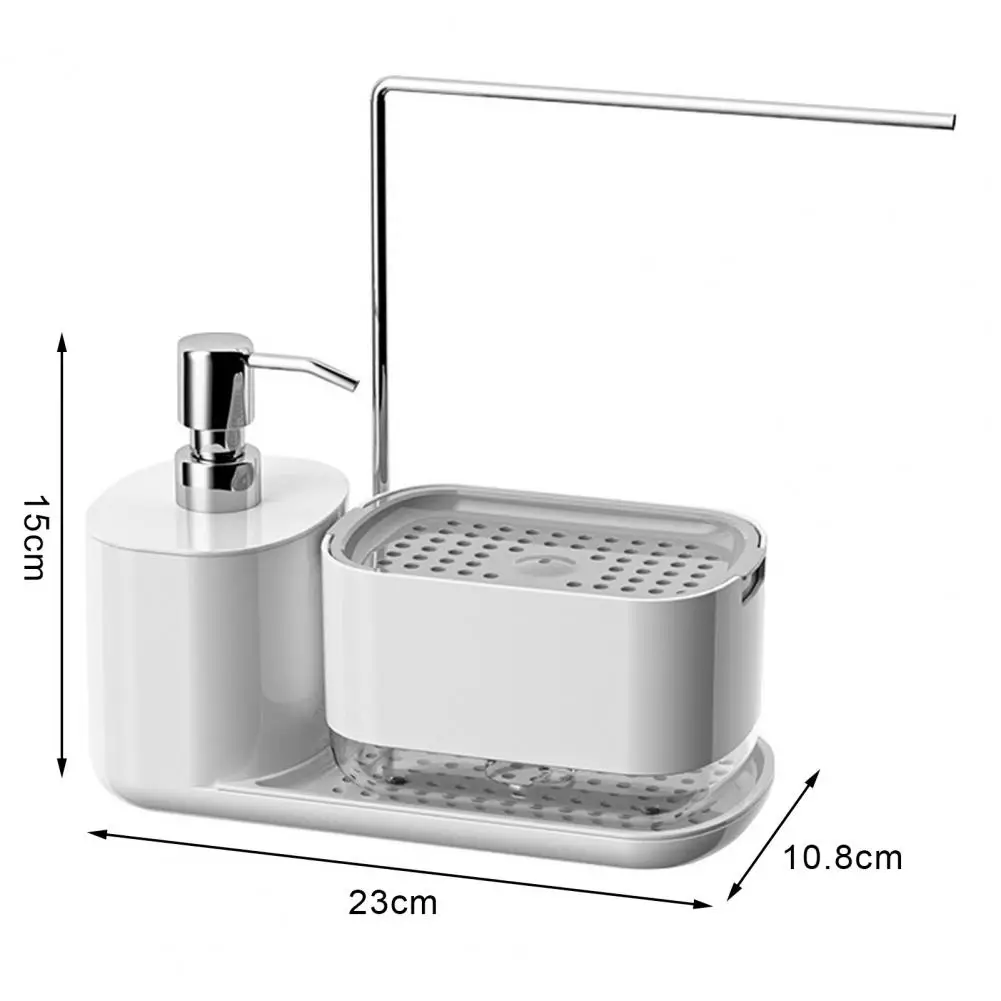 5-in-1 Kitchen Organizer Set Hand Dish Soap Dispenser Set with Quick Drainage Tray Non-slip Base Detachable Sponge Holder