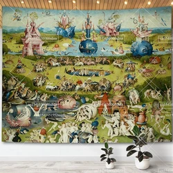 Hieronymus Bosch Garden Of Earthly Delights Tapestry Wall Art Decor Paintings Retro Tapestries Aesthetic Room Decoration Posters
