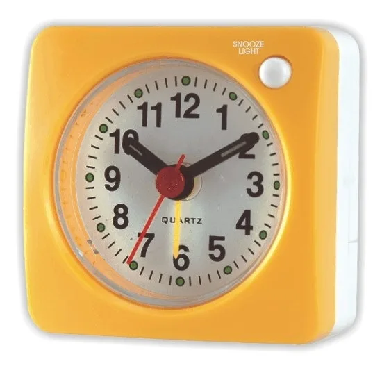 Portable Analog Bedside Alarm Clock Silent Quartz Travel Watch With Light Snooze Feature Battery Operated Tool For