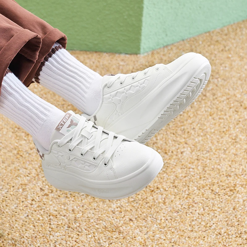 Xtep Skateboarding Shoes For Women 2024 Spring Minimalist Street Women\'s Sports Shoes Classics Cushioning Sneakers 976118310035