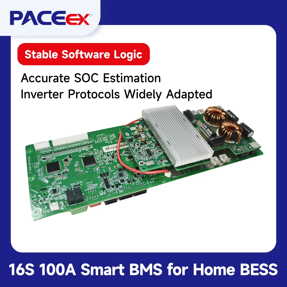 PACEex 16S 100A BMS LifePO4 BMS Adapted to Global Inverter Manufacturers With Various Communication Methods