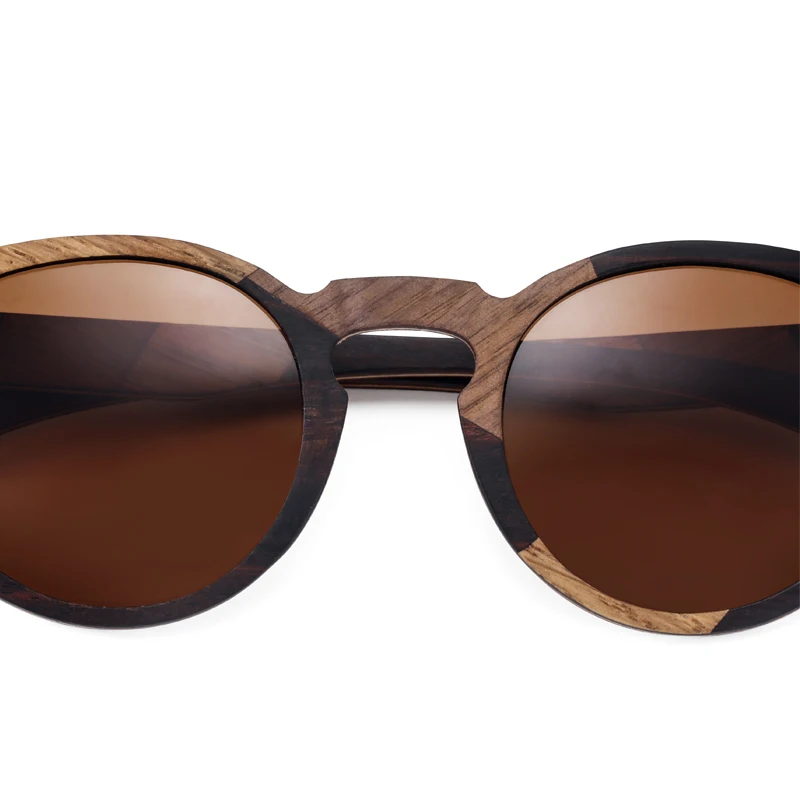 Handmade Vintage Round Wood Sunglasses Women Men Polarized Hand Crafted Walnut Ebony Wooden Frame Fashion Shades High Quality