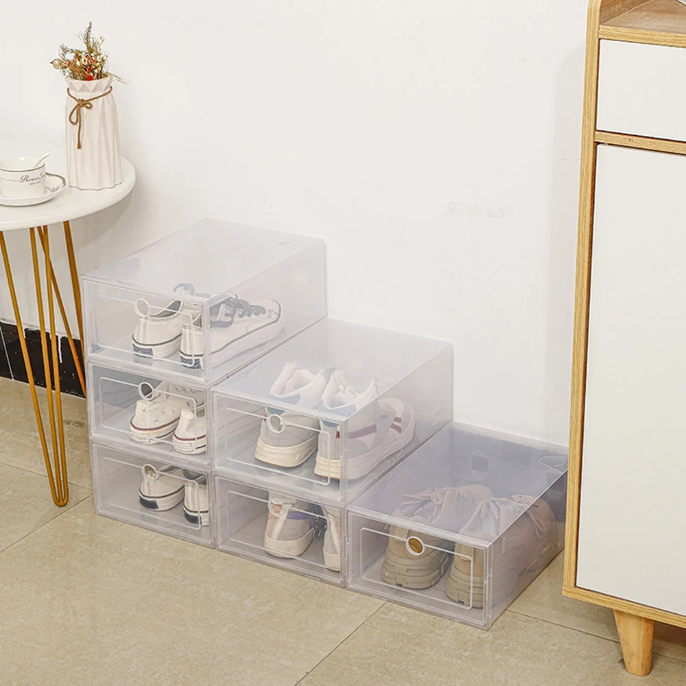 Transparent Plastic Shoes Case Stackable Box Shoe Organizer Shoebox Household Dustproof Thickened Drawer Case Plastic Shoe Boxes