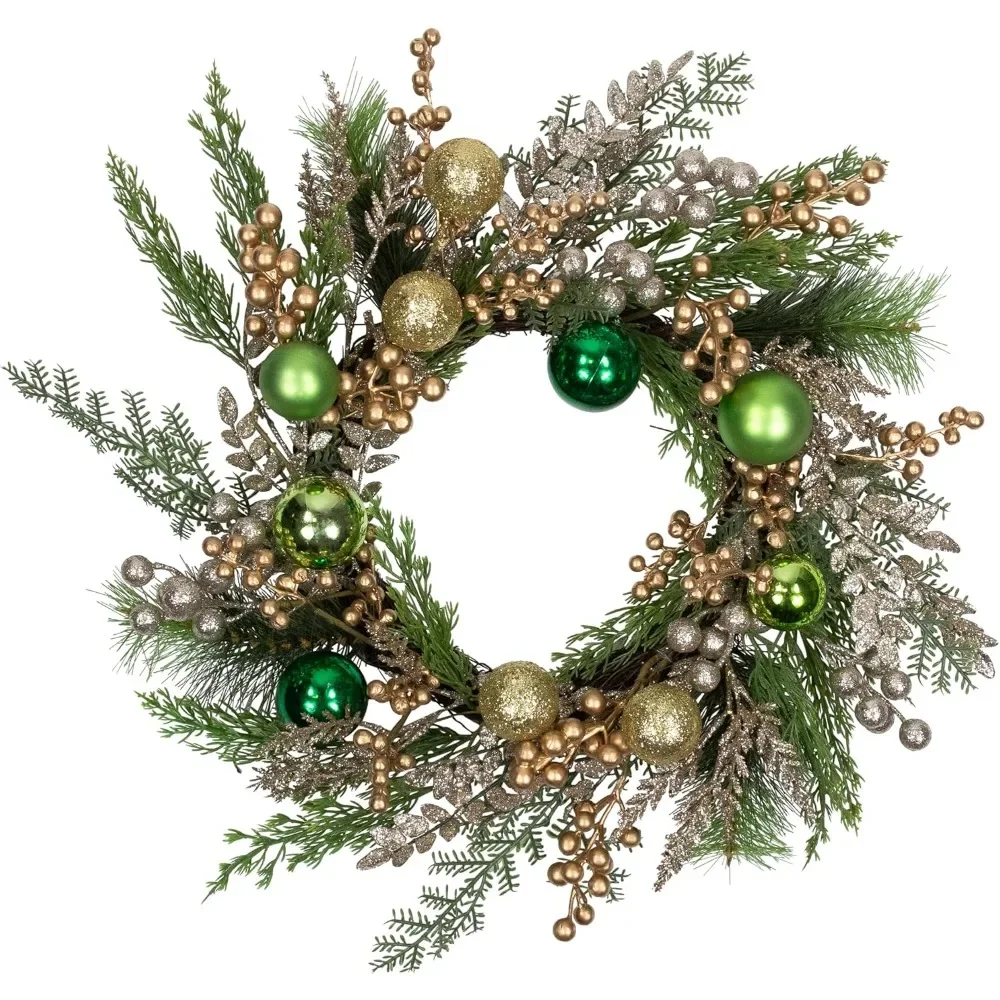 

Christmas Wreath Decoration, Artificial Christmas Wreath with Sparkling Decorations and Berries -24 ", Christmas Tree Decoration