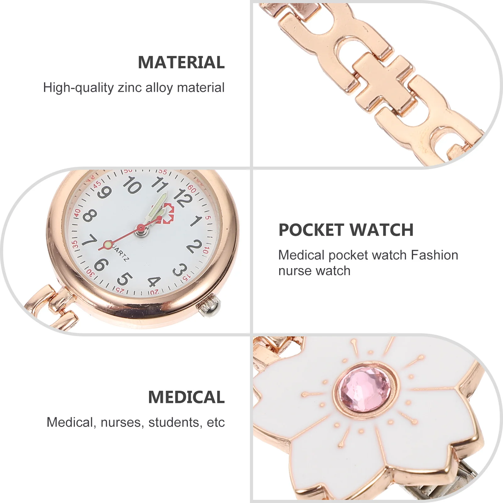 Nurse Table Ladies Watches Chest Pocket Clip-On Medical Zinc Alloy Timing Miss Hanging