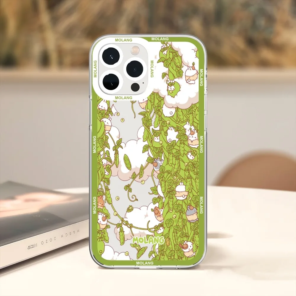 Etui na telefon Cartoon M-Molangs do iPhone'a 11 12 Mini 13 14 15 Pro Max przezroczysta obudowa