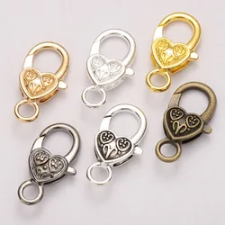 10pcs 26x15mm Big Lobster Clasp Hooks Keychain Love Heart Clasps Bracelet Chain for Jewelry Making Components DIY Wholesale