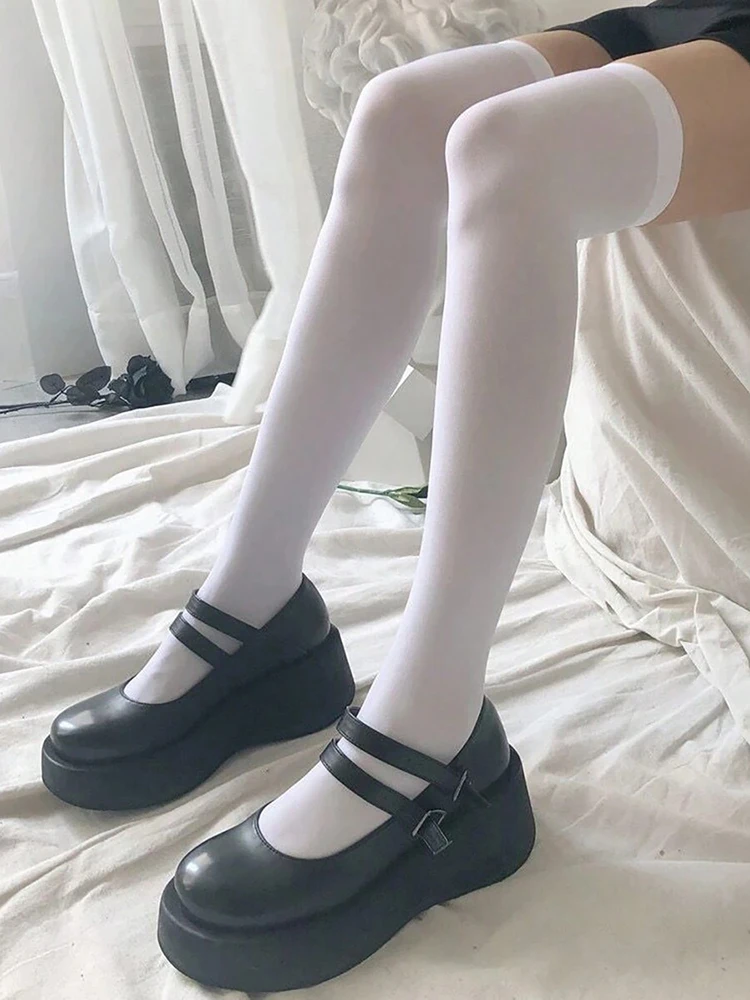 3 Pairs Lolita Style Women Pressure Socks Set Trendy Black White Solid Color Three Types Knee High Socks Ankle Socks Long Socks