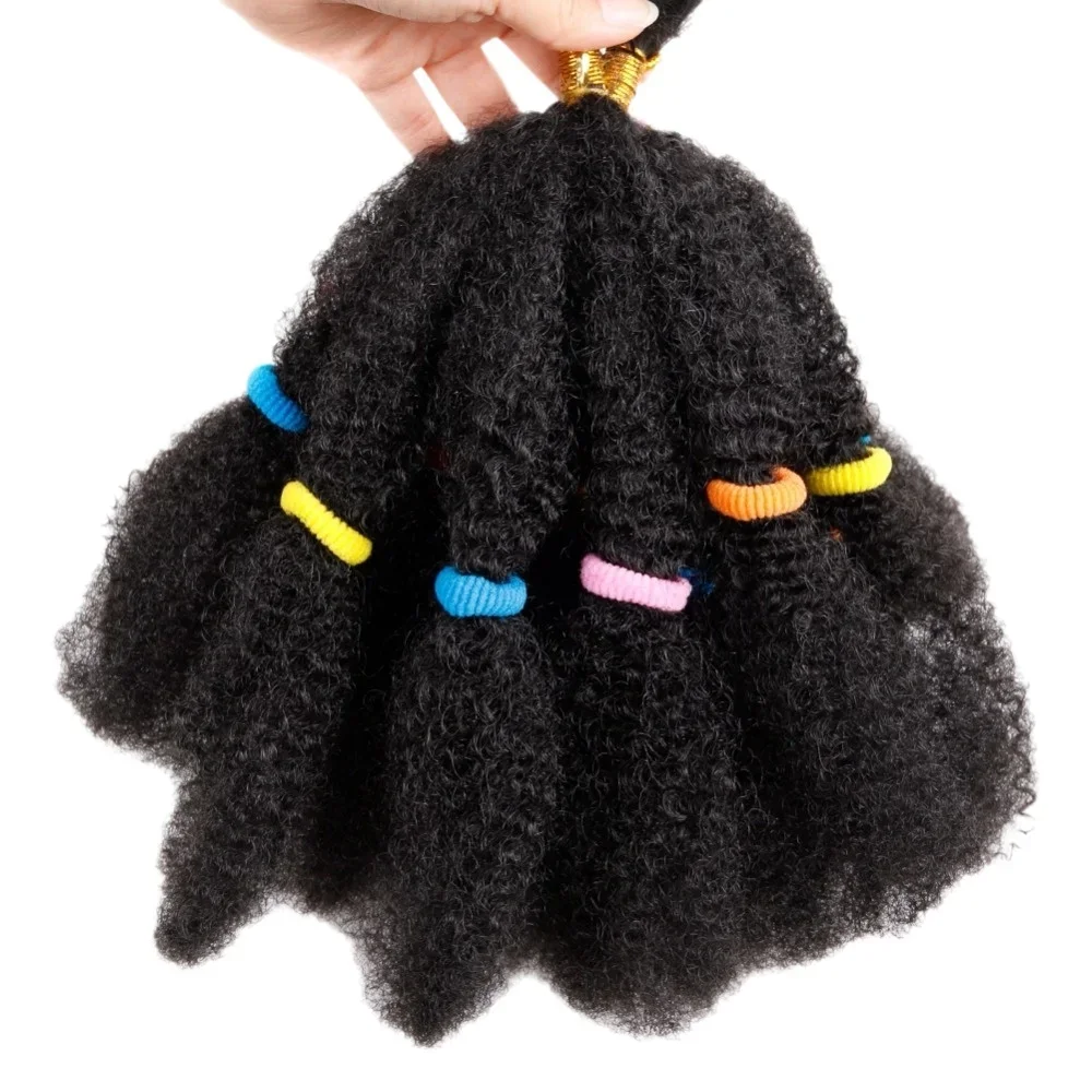 Afro Kinky Twist Braiding Hair 12 Inch Pre Fluffied Afro Kinky Hair Synthetic Bulk Hair Extensions For Women Ombre Braiding Hair