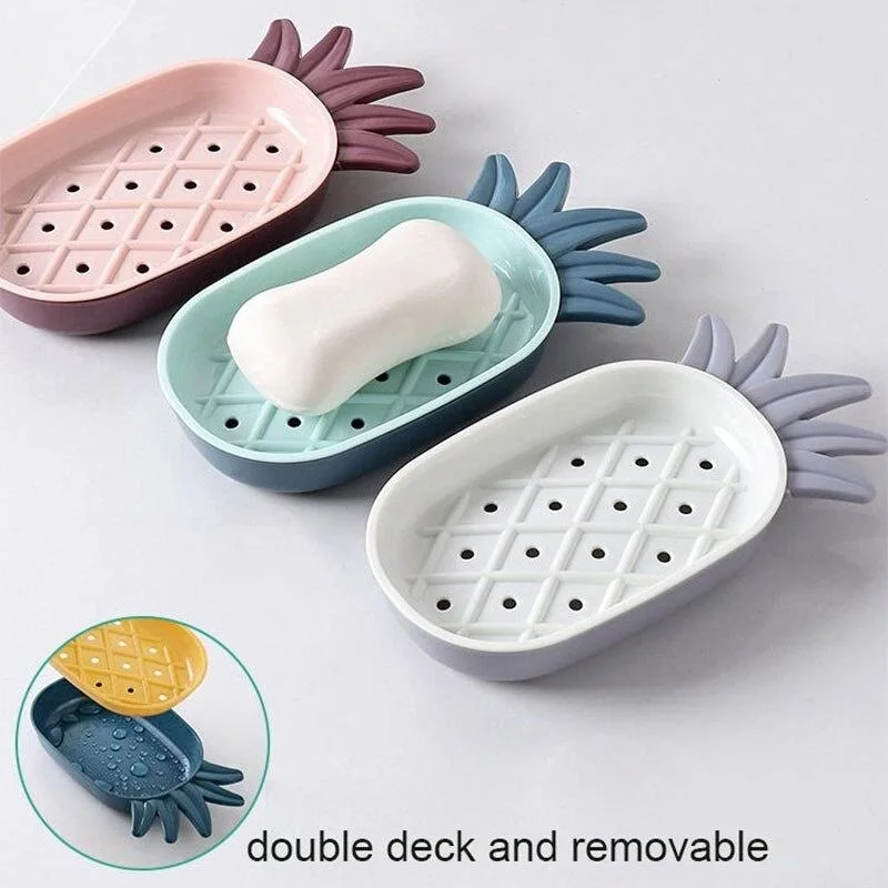 Creative Pineapple Shape Drain Soap Box Soap Storage Box Easy Clean Soap Dishes Holder Bathroom Supply