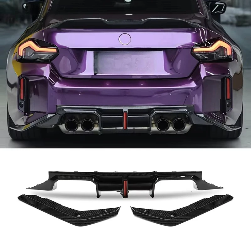 

High Quality Dry Carbon Fiber TR style with lights LED Diffuser Splitters for M2 G87 2023-in Rear Diffuser Rear Side Spat