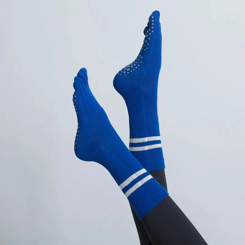 Women Breathable Yoga Socks Mid-tube Non-slip Five Finger Pilates Sports Sock Cotton Fitness Dance Ballet Indoor Floor Socks