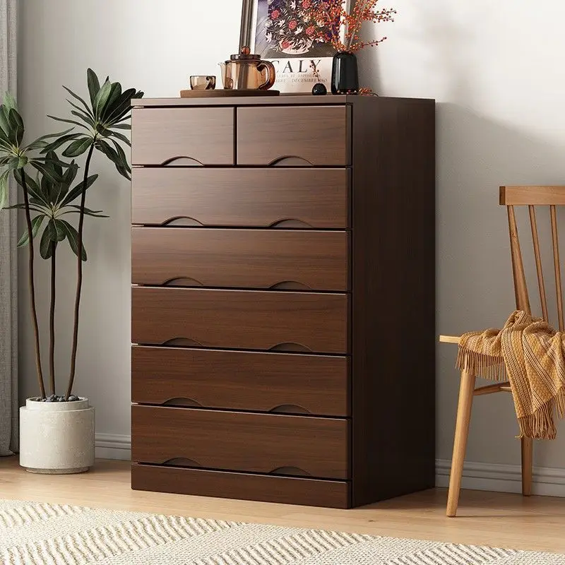 Solid wood storage TV storage Multi-layer locker