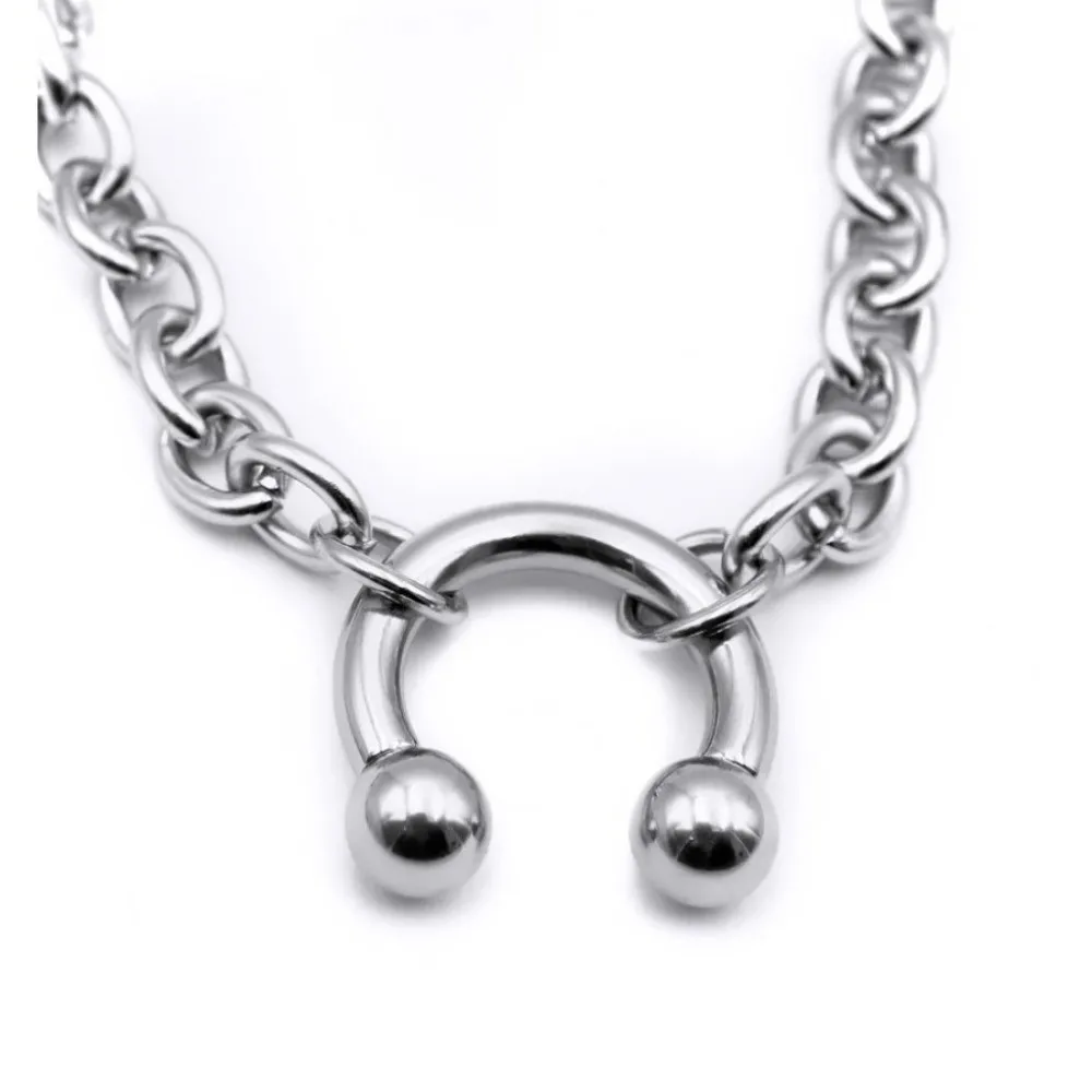 Fashion Punk Nose Clip Necklace Retro Gothic Choker Necklace Thick Round Ring Geometric Chain Rivet Necklace Gifts image 4