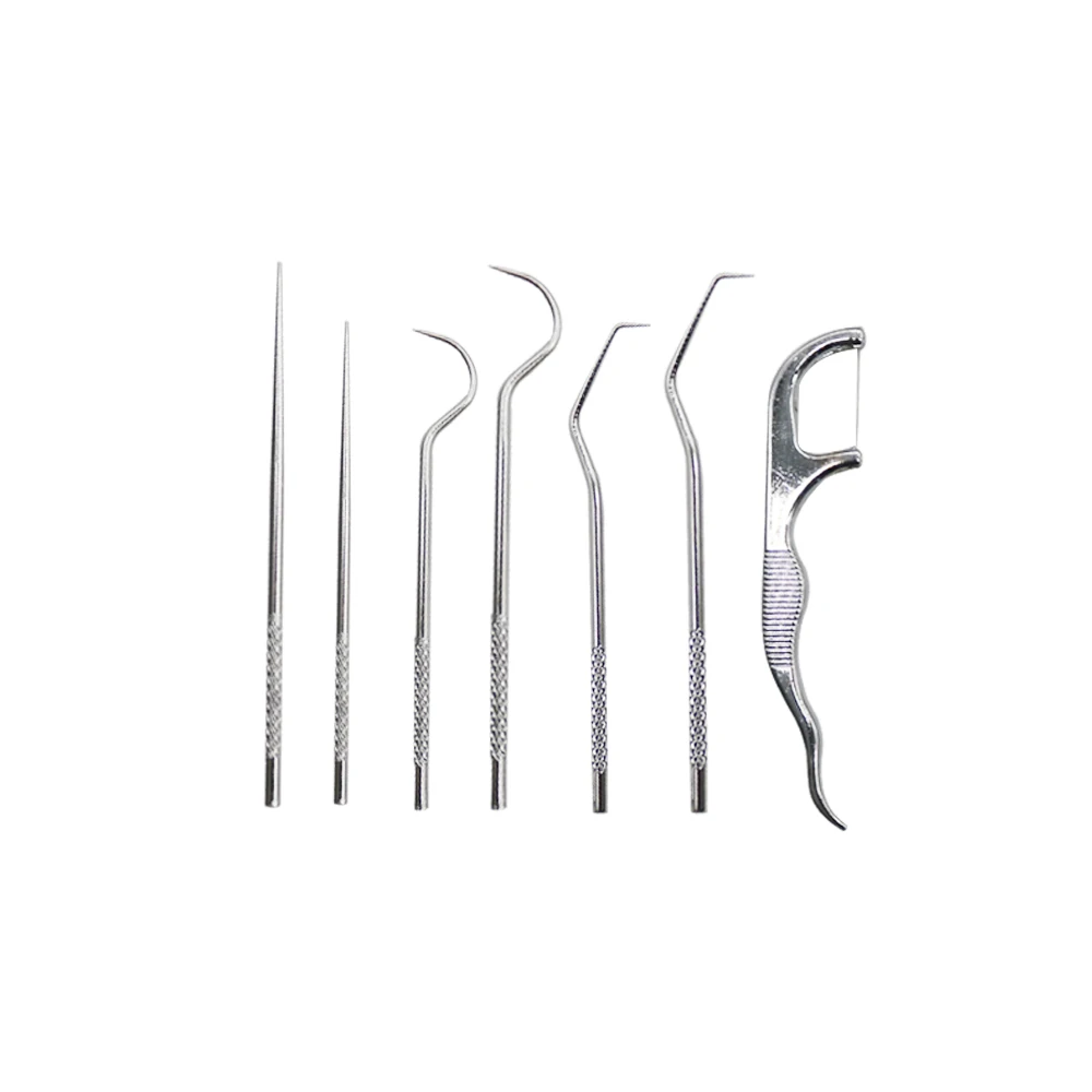 مجموعة واحدة من أعواد الأسنان المصنوعة من الفولاذ المقاوم للصدأ، مجموعة أدوات تنظيف الأسنان المعدنية القابلة لإعادة الاستخدام #4