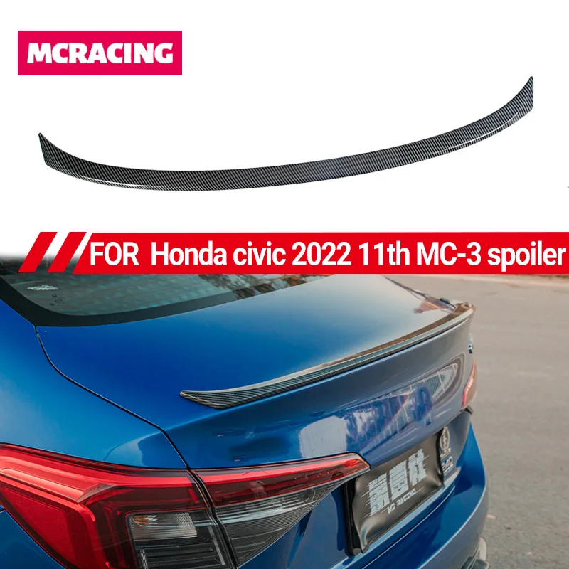 

2022 for honda civic 11th MC small pressure rear spoiler rear spoiler high quality ABS spoilers by carbon fiber color JDM